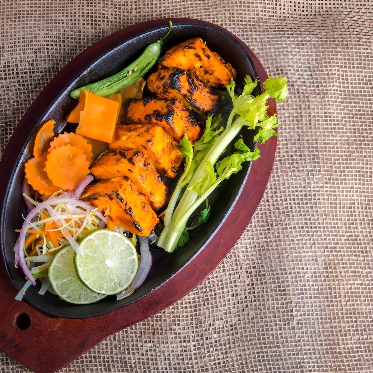Paneer Tikka Kabab — The Indian spice powders mixed with the yogurt [curd] make a flavorful marinade that is soaked up by the porous paneer cubes